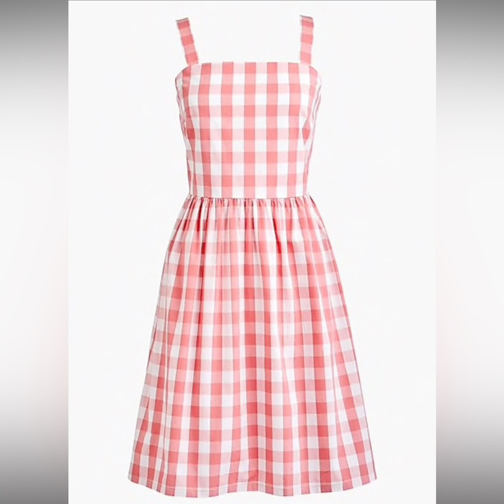 J Crew XS Cotton Pink Gingham sleeveless dress NEW WITH TAG
